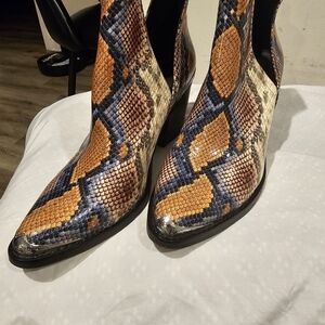Jeffrey Campbell Multicolor Snake Print Ankle Boots